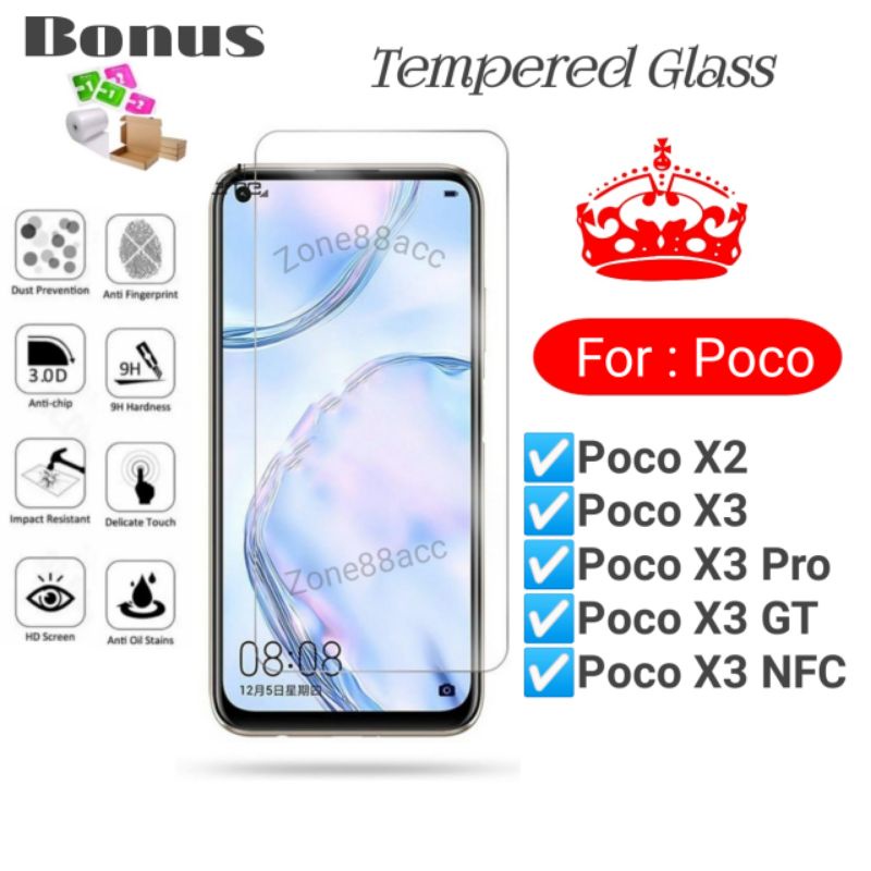 Antigores Tempered glass screen guard protector Xiaomi Pocofone Poco X2 X3 Pro GT NFC TG Bening Antiblue Spy Blue light Full Garskin Lensa Lens Pelindung Layar Kamera ceramic kaca