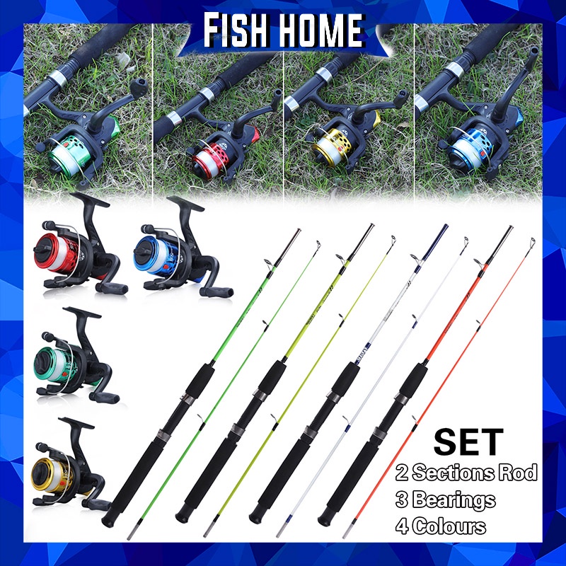 Sougayilang Set Pancing Kolam Termurah 2 Bagian Pancing Berputar Dan 3 BB Rasio Gigi Tinggi 5.2: 1 Spinning Reel Set Untuk Tangan Kiri/Kanan Untuk Air Tawar Joran Pancing Set