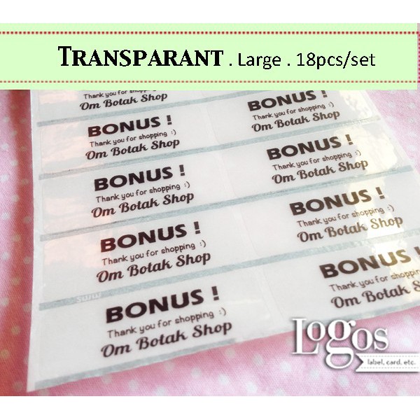 

Transparant LARGE Sticker Name Label stiker Bening online shop suvenir
