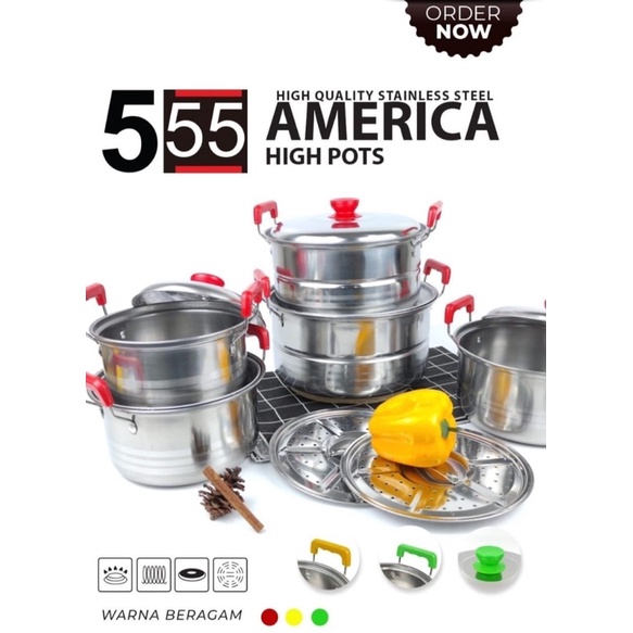 555 Panci Set Susun 5 Serbaguna Multifungsi