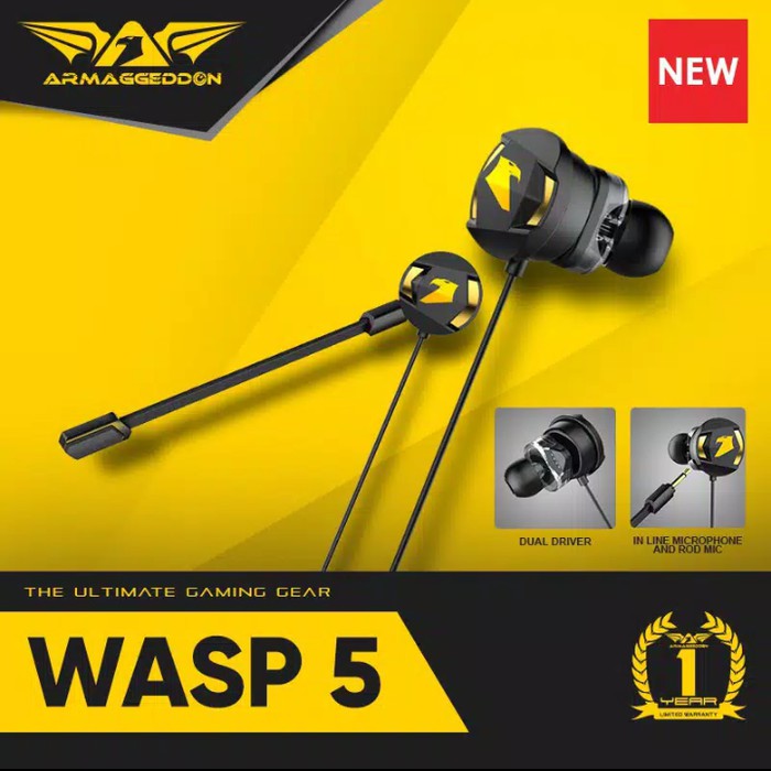 Earphone Gaming Armaggeddon WASP-5 Dual Microphone - Garansi 1 Tahun