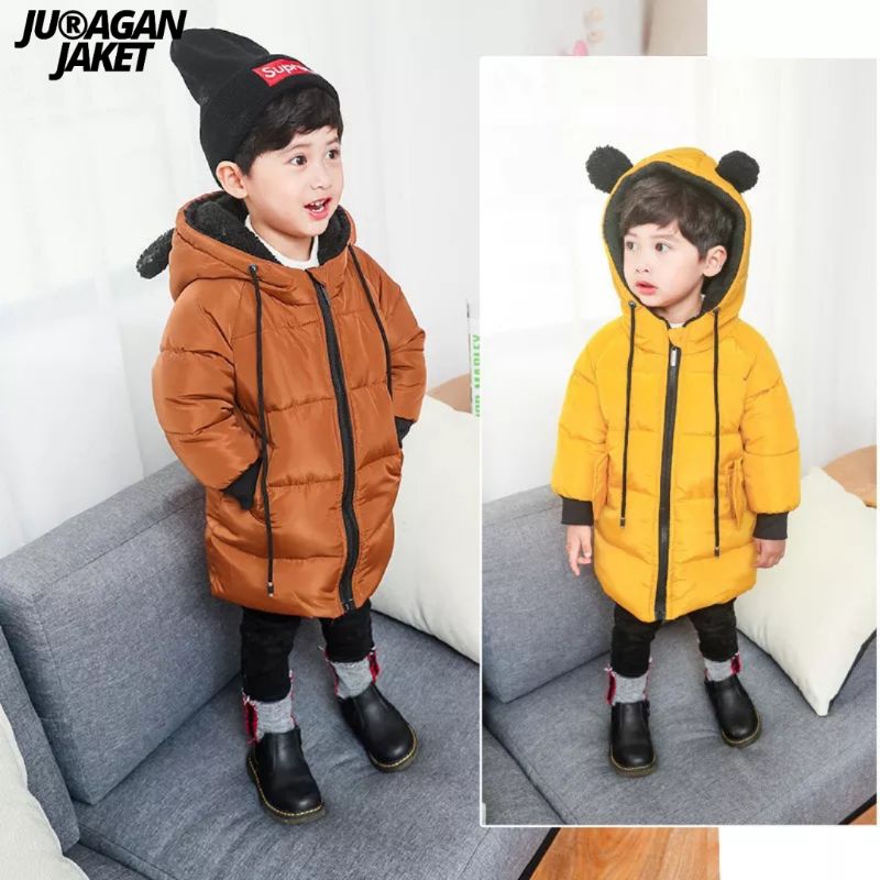 jaket winter anak laki-laki/perempuan topi bertudung lucu new trend