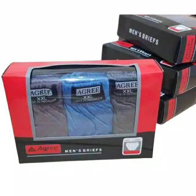 3 PCS CELANA DALAM PRIA AGREE HALUS/SEMPAK PRIA DUS MERAH HITAM