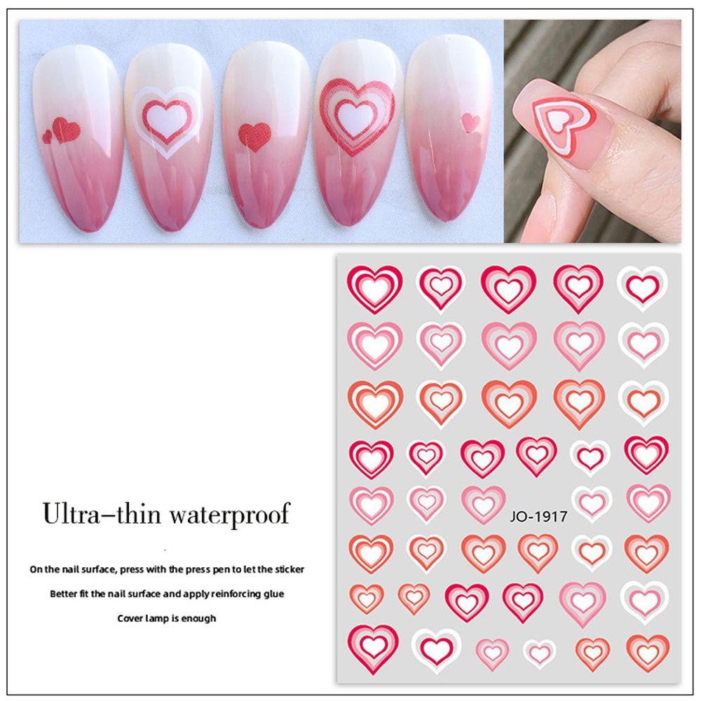 AUGUSTINA Agustina Cinta Hati Stiker Kuku Korea Tidak Teratur Berbentuk Pusing Cinta Hati Self Adhesive Heart Nail Decals