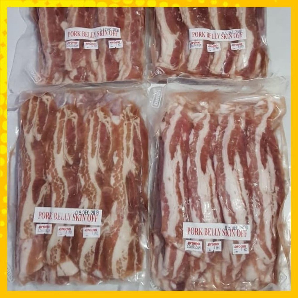

SLICED PORK BELLY SKIN OFF BABI AROMA BALI 1KG PERPAK