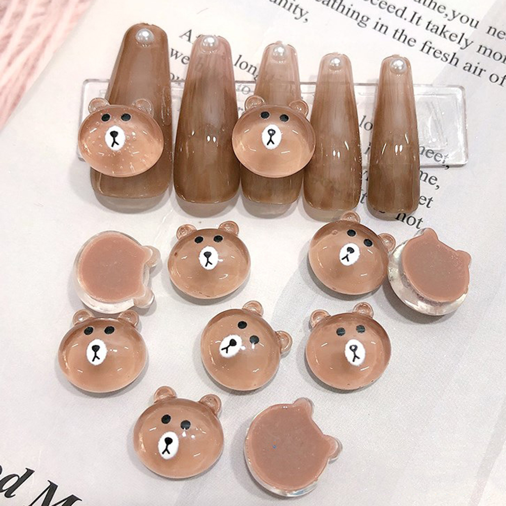 Mxbeauty 5 / 10pcs Ornamen Kartun Beruang 3d Untuk Dekorasi Nail Art / Manicure Diy