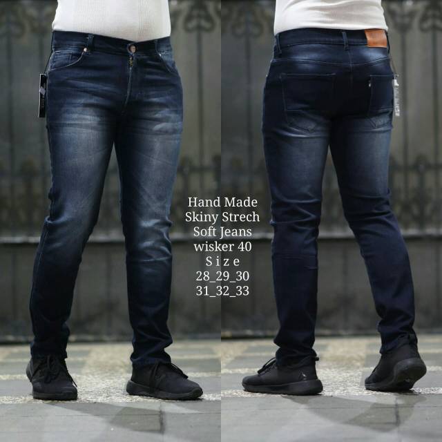 Celana Jeans Pria Putih Polos Whisker Thin Brown (29-34) Acid Wash Premium