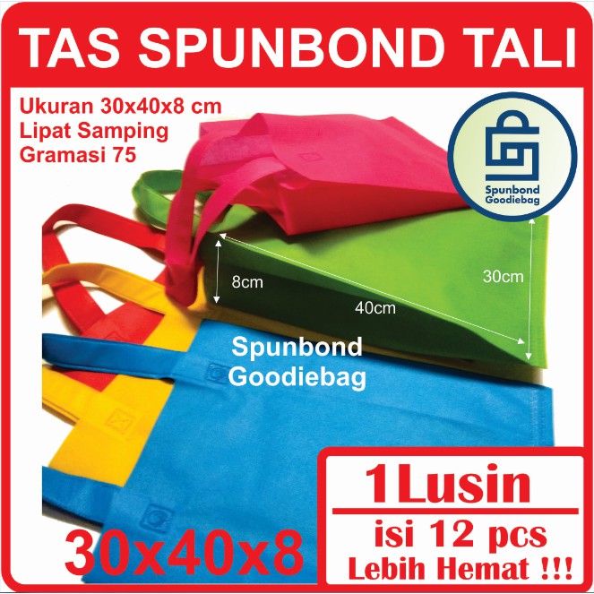 

Isi 12pcs (30x40x8) Tas Spunbond / Tas Kain / Goodie Bag / Tas Souvenir / Kantong Souvenir