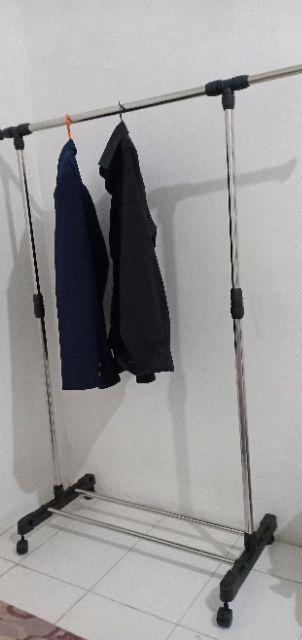 New!! Gantungan Baju / Alat Rak Jemuran Baju Single Rack Hanger Portable / Tiang Jemuran Gawang