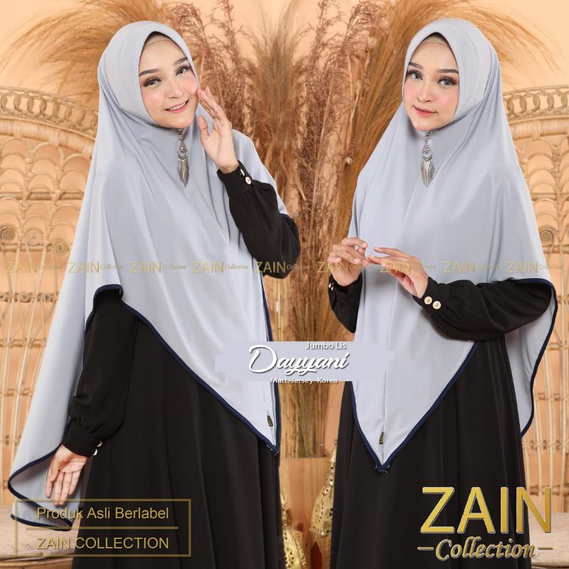 Jilbab Khimar Instan Syari Dayyani Jumbo List Ori Zain-Lightgrey