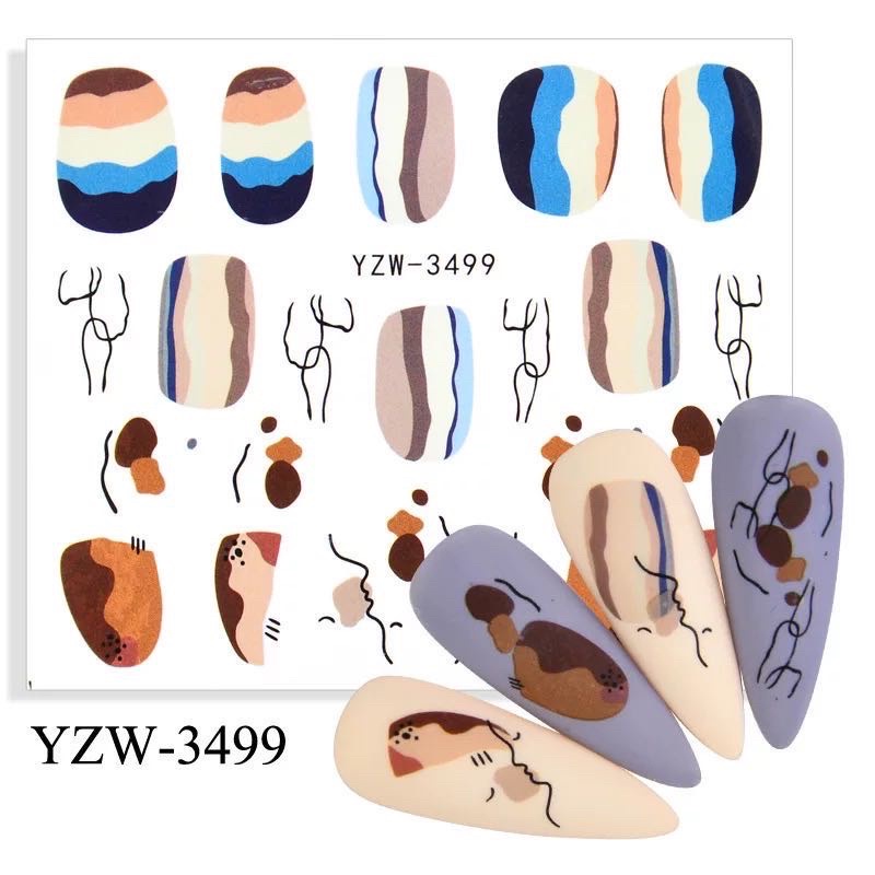 NAIL STIKER ABSTRACT FACE TRIBAL FLOWER STIKER BUNGA NAILART STIKER WATER DECAL KUKU