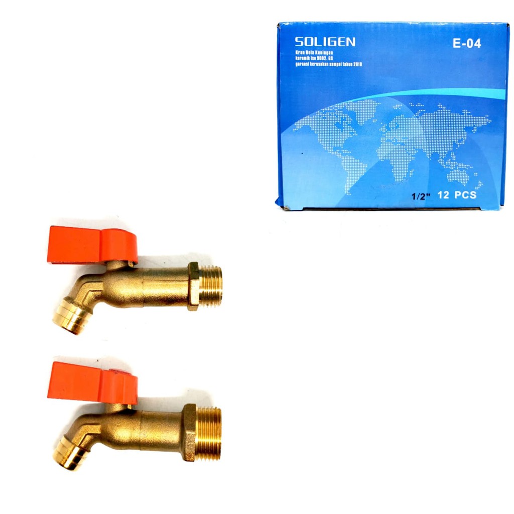 Kran Air Kuningan E04 SOLIGEN Taman 0.5 Inch Keran Bola 1 Pc