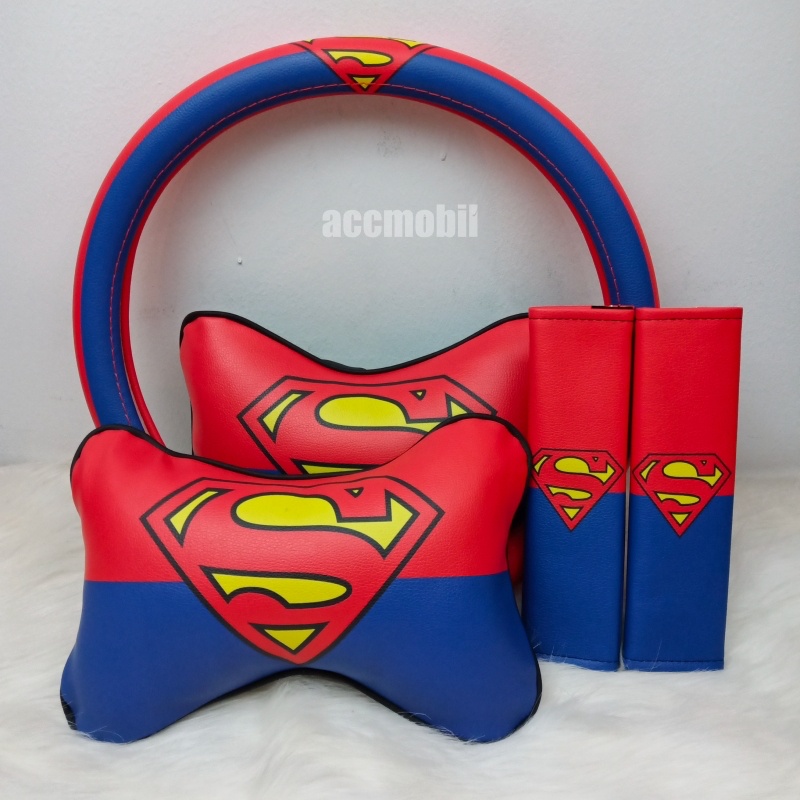 FULLSET Sarung Stir Seatbelt Bantal HERO Batman Transformers Spiderman dkk Monster Energy Leopard
