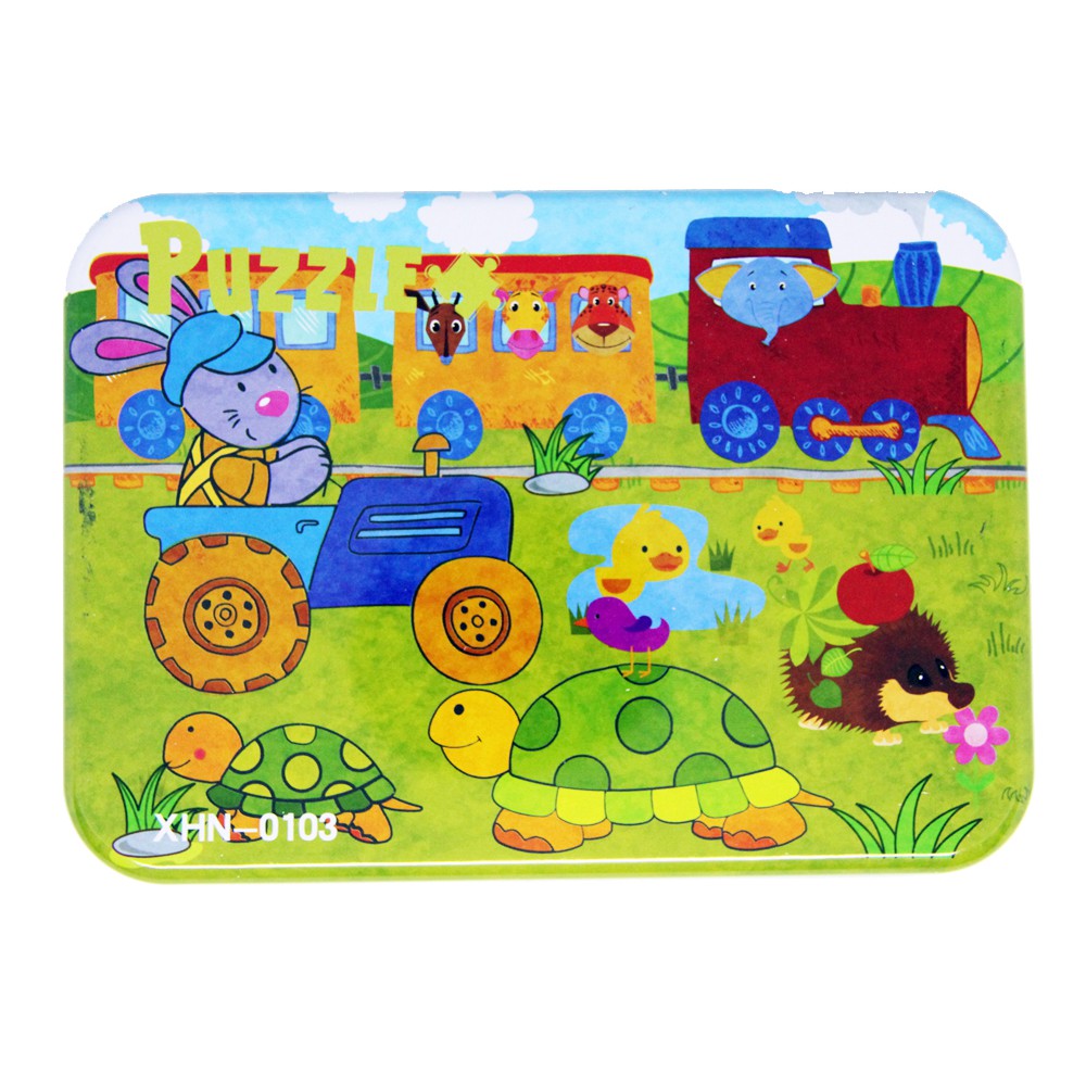 PL109 Puzzle Kayu Jigsaw Mix 4 in 1 Tepak Kaleng Mainan Anak Train