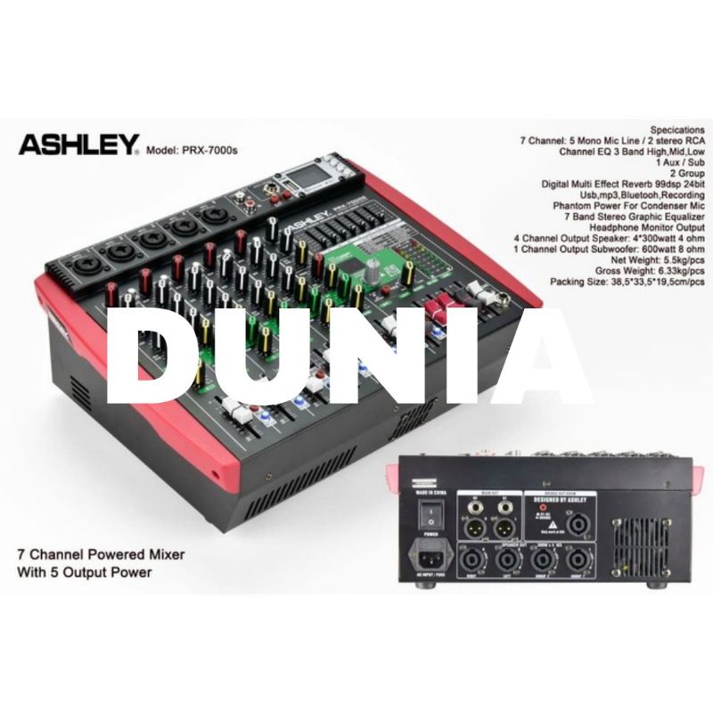 POWER MIXER 7 CHANNEL OUTPUT 5 CHANNEL ASHLEY PRX-7000S PLUS SUBWOOFER