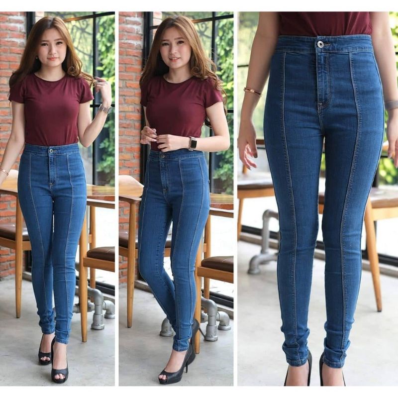 CELANA JEANS  WANITA HIGHWIST TULANG LIPIT // CELANA JEANS WANITA TEBEL TERMURAH