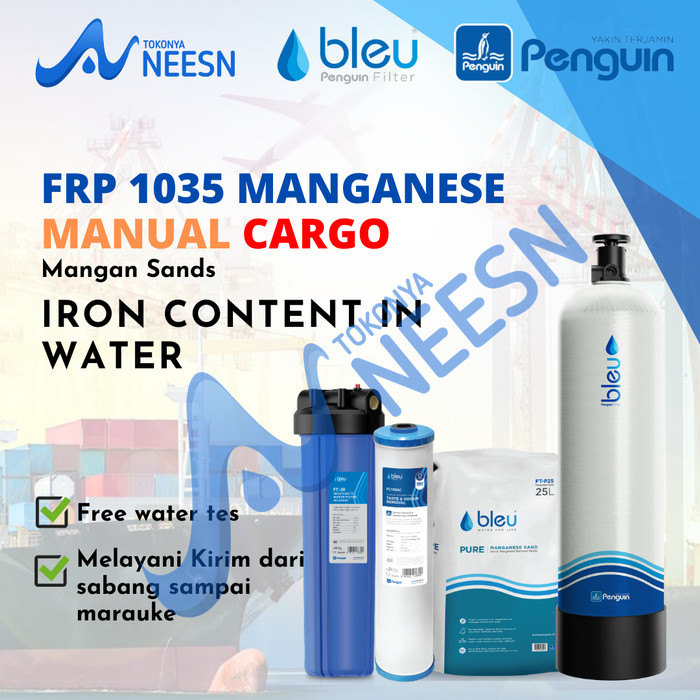 paketan filter air sumur penguin frp 1035 mangan + PBF 20 inch GAC CARGO