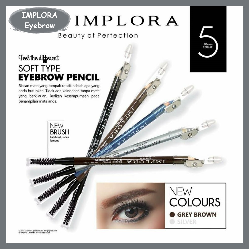 PENSIL ALIS Implora 2 IN 1 Black Dan Brown BPOM ORIGINAL EYEBROW PENCIL