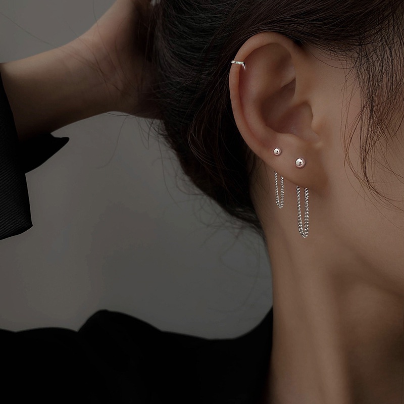 Papaozhu Korea s925 Perak Rantai Panjang Rumbai Hati Kupu-Kupu Drop Anting-Anting Untuk Wanita Perempuan Elegan Geometris Anting-Anting