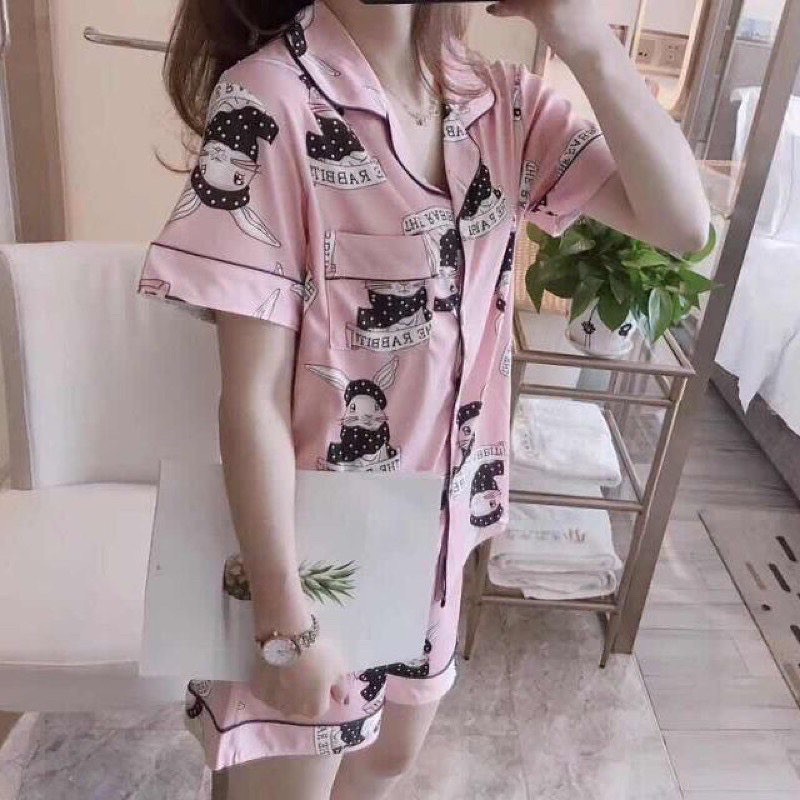 Piyama Korea baju tidur import   CP Rabbit Pink