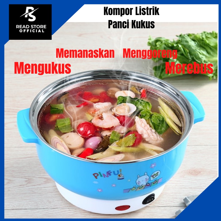 Kompor Panci Mini Listrik Elektrik Teflon Kukus Mengukus Mengoreng Merebus Pegangan Anti Panas Porta