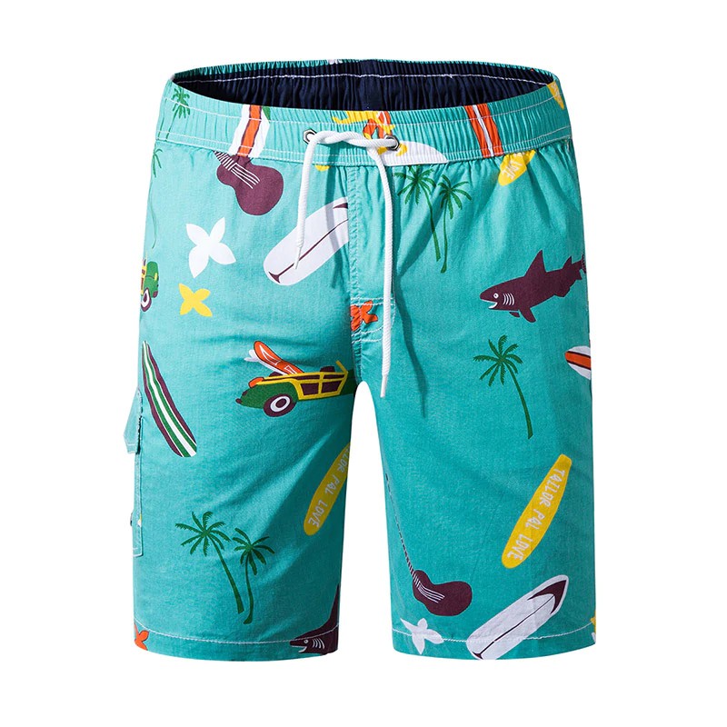 BEBAS ONGKIR Hot Summer Beach Board Shorts Mens Loose Cotton Swimwear Swim Shorts Trunks Print