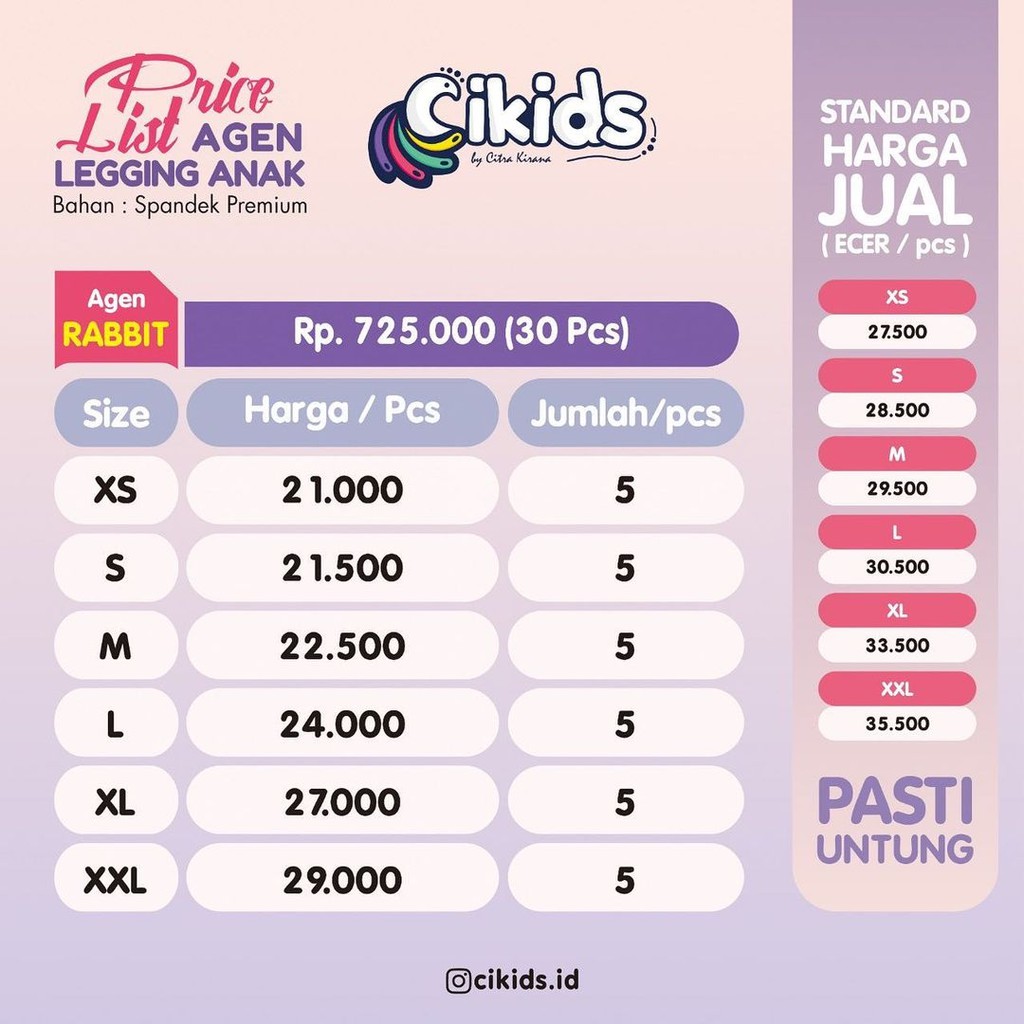 Cikids.id Legging Paket Agen Rabbit