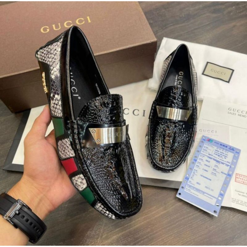 SEPATU LOAFER PRIA BRANDED GUCCI CROCO QUALITY MIRROR