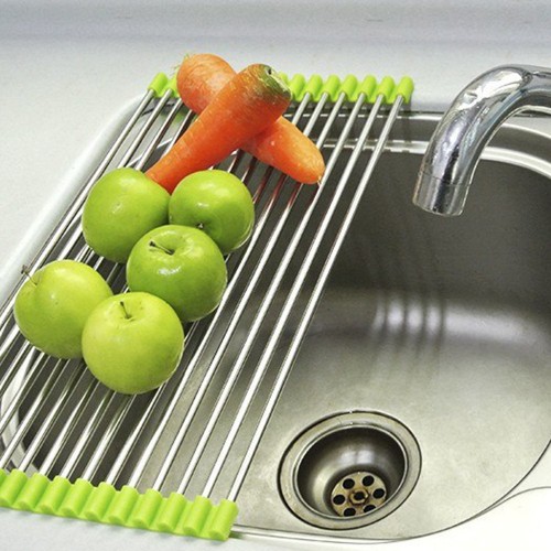 Tirisan Sayur - Tirisan Buah Sayur Stainless Sink Drying Rack Tirisan Pengering Dapur  Multifungsi