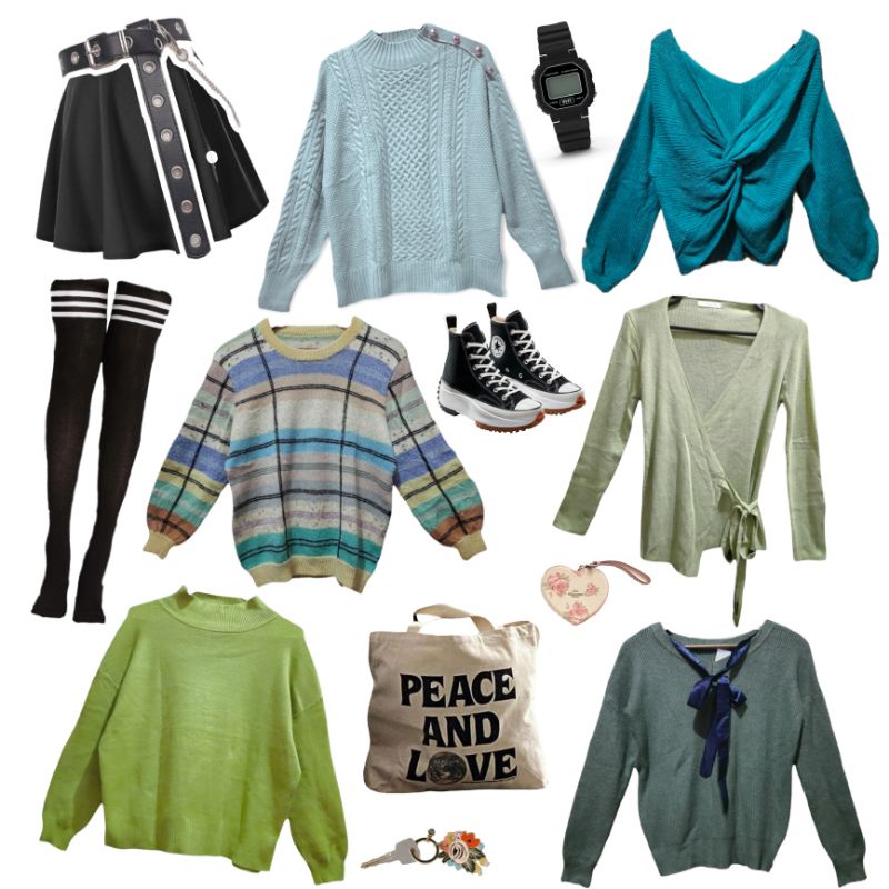 Mustard and Matcha Green Edition (Sweater, Kepang, Balon, Lidi,Fuzzy) Rajut Kuning dan Hijau