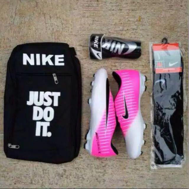 Paket komplit sepatu bola nikke tempo mercurial x termurah sepatu sepakbola hypervenom,promo1212-Putihping