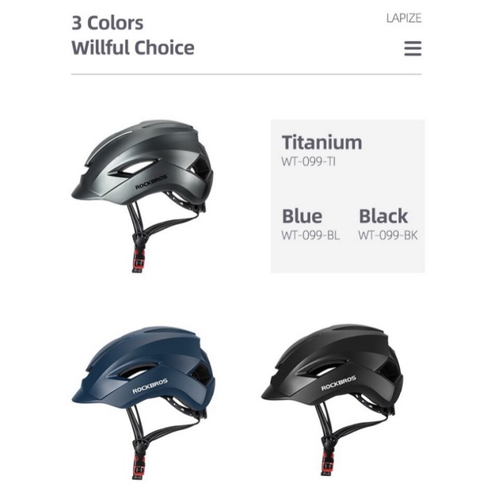 Helm Sepeda Rockbros WT-099 hitam bicycle helmet anti sweat / keringat - Biru