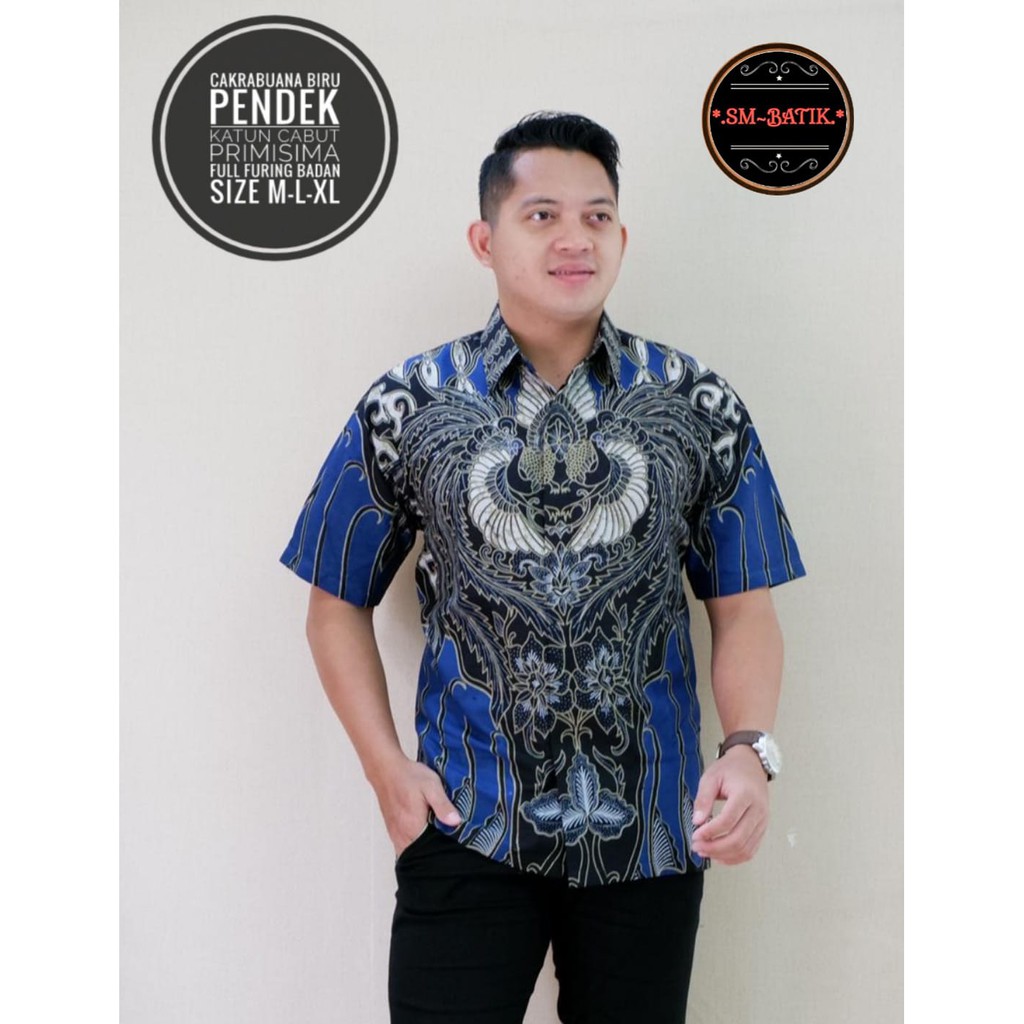 CAKRABUANA BIRU SM BATIKSOLOAMANAH BAJU KEMEJA BATIK SOLO PRIA LENGAN PENDEK PANJANG LAPIS FURING ATASAN PREMIUM MODERN GITARJA GUNARDO GUNUNGAN EMAS GUNUNGAN SOGAN HUSADA JAYANA JAYANEGARA KAMANDANU KAWUNG PUTIH KEMBANG BIRU KINASIH KOKO GUNUNG LESMANA