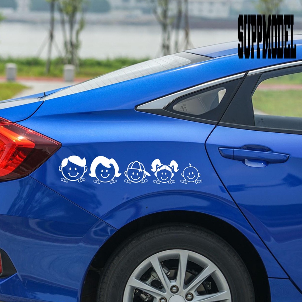 Stiker Motif Kartun Keluarga Bahan PVC Anti Air Tahan Lama Untuk Dekorasi Mobil