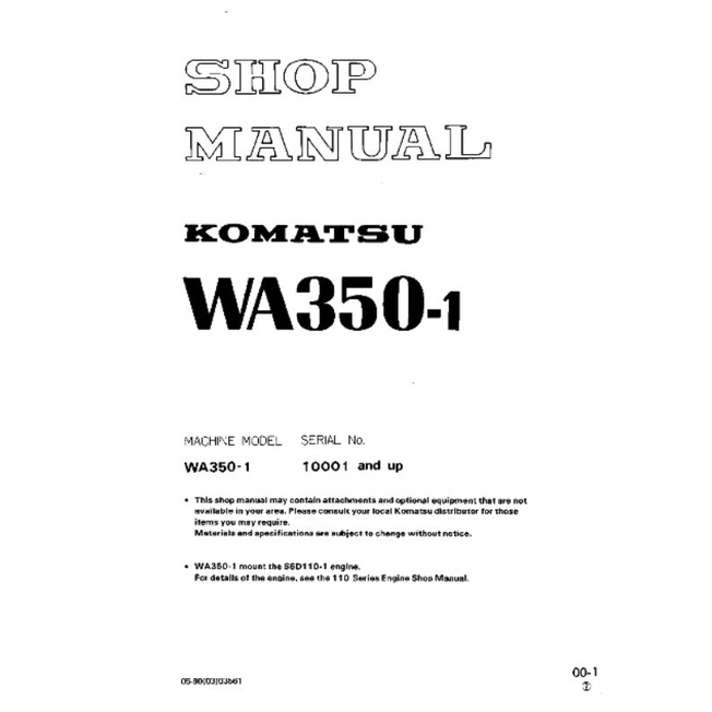 

shop manual wheel loader WA350-1