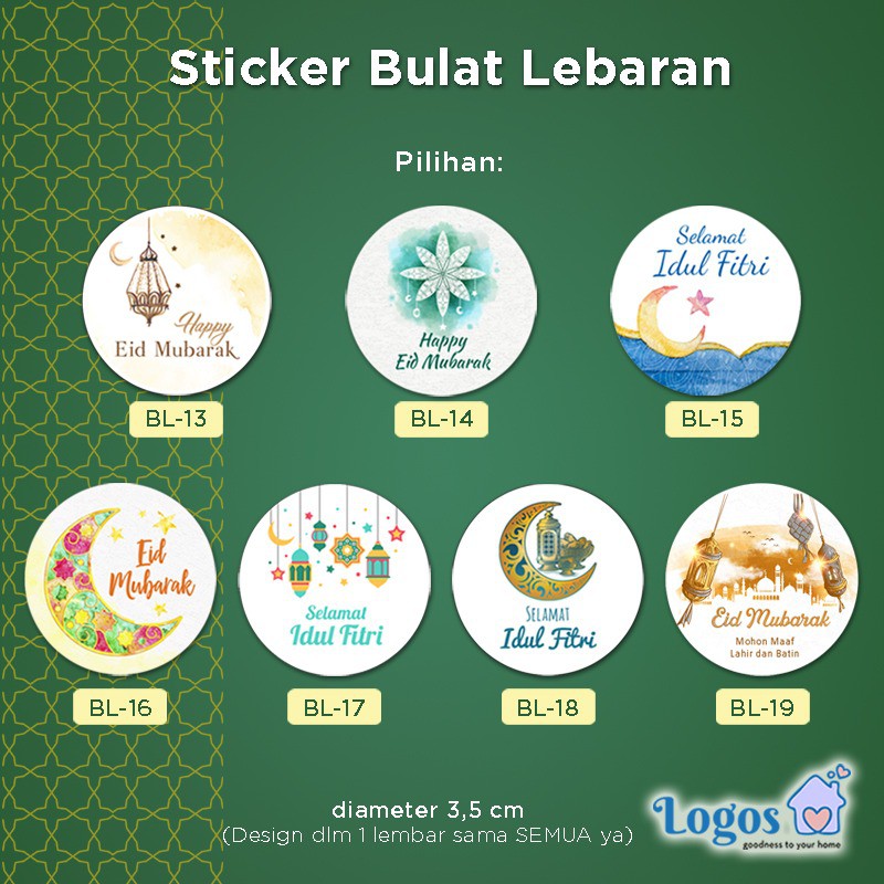 

Sticker Lebaran Bulat stiker Idul Fitri hampers gift tag cake cookie