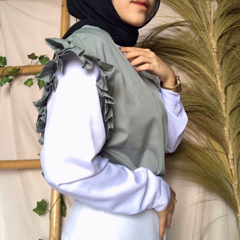 ( BISA COD ) READY!!! ZEA RUFFLE VEST / TANKTOP HIJAB / OUTER / TANKTOP HALAL