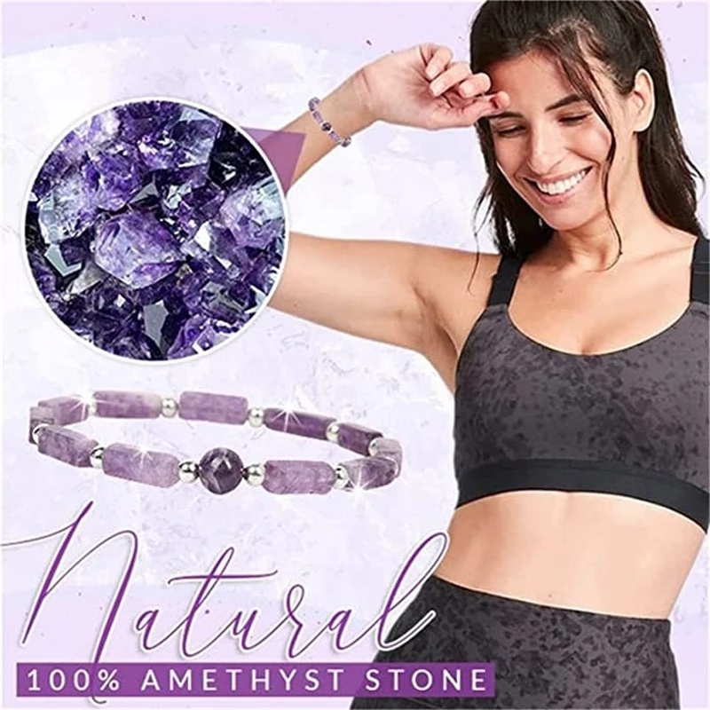 Gelang Manik-Manik Kristal Amethyst Stretch Untuk Wanita