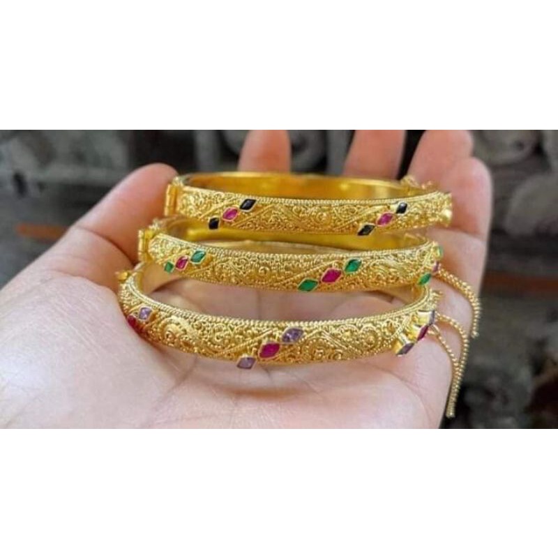 gelang tembaga lapis emas gelang Bali kerajinan bali