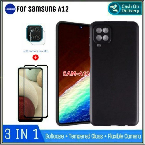 Case Samsung A12 /A02s /M51 /A21s Casing Soft Free Tempered Glass