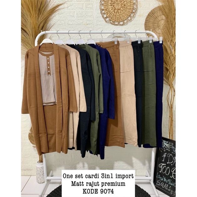 ( TERMURAH ) RESTOCK ONE SET CARDI 3IN1 RAJUT PREMIUM IMPORT CANTIK