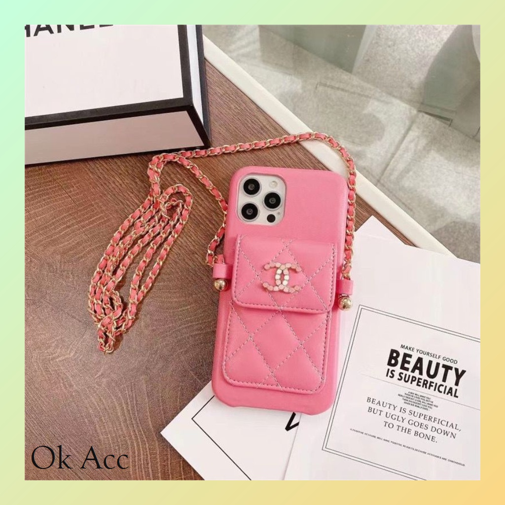 FH30 Pouch Kecil CHA*NEL + Tali Case Iphone X/Xs Xr Xs Max 11 11 Pro 11 Pro Max 12/12 Pro 12 Pro Max 13 13 Pro 13 Pro Max