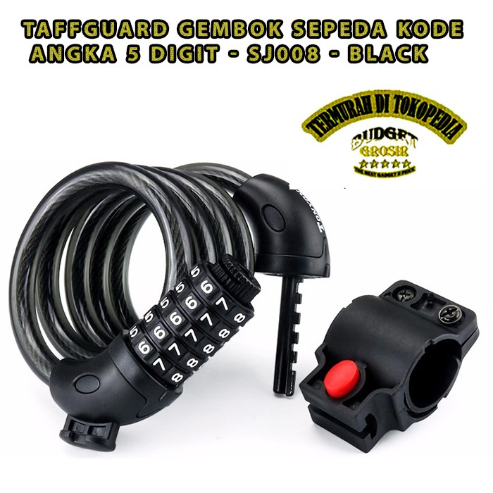 Gembok Sepeda Kode Angka 5 Digit - SJ008 - Black--TaffGUARD