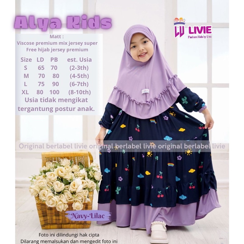 ALYA KIDS GAMIS , BAJU GAMIS ANAK SET HIJAB - LIVIE BY UNA