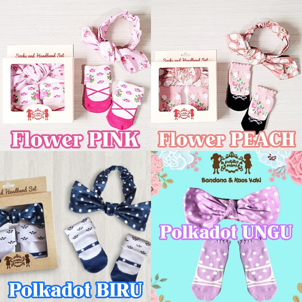 Kaos Kaki Bandana Set Bayi Petite Mimi Premium Quality