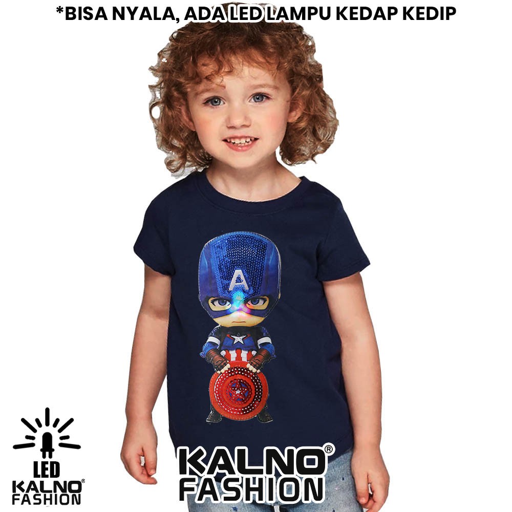 kaos baju anak CA 1 LED umur 1 - 7 tahun bisa nyala - random karakter CAPTAIN KAOS LED  KAOS NYALA