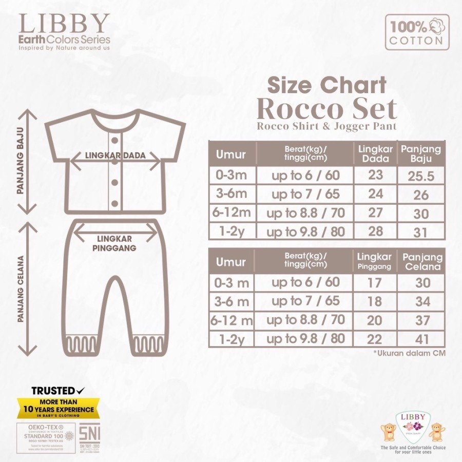 Libby Earth Series Rocco Set - Setelan Baju Pendek Celana Panjang Bayi