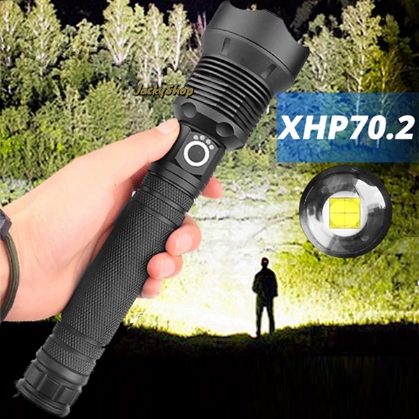 Super Powerful LED Flashlight CREE XHP70.2 Zoom Waterproof torch USB rechargeable with 18650 battery