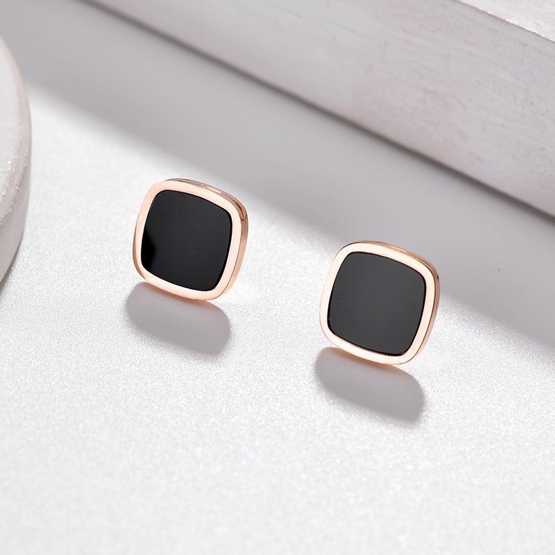 Anting Titanium Anti Karat Tidak Alergi Square Rosegold KP-9