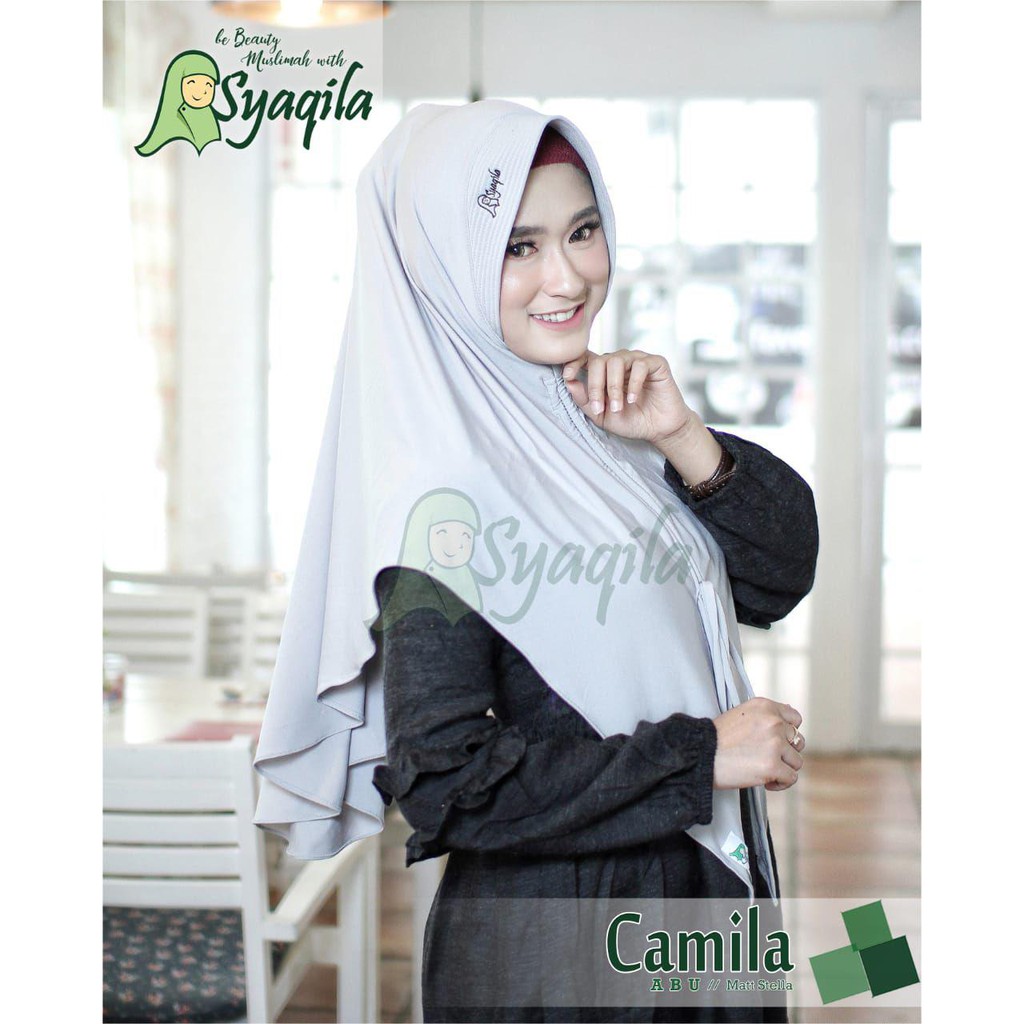 BERGO CAMILA BY SYAQILA QUEENSHA HIJAB / JILBAB INSTAN AKSEN SERUT TALI DEPAN